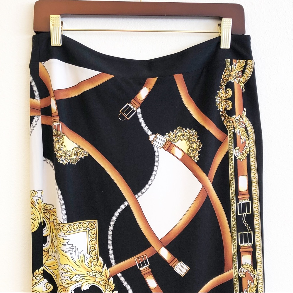 CACHE Maxi Equestrian Print Side Zip Skirt SZ 6 - Picture 2 of 8